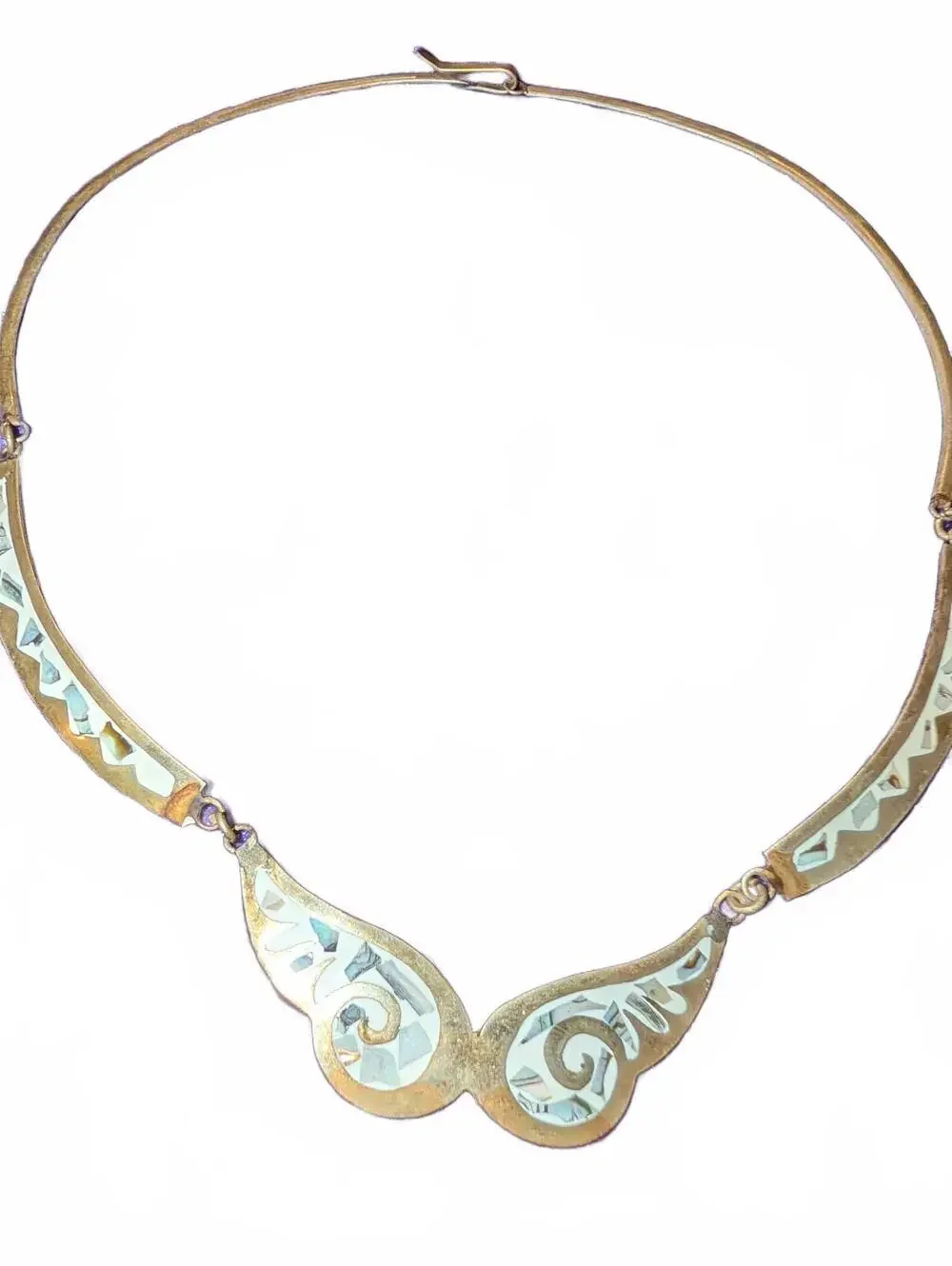 Vintage Alpaca Mexico and Enamel Decorative Necklace